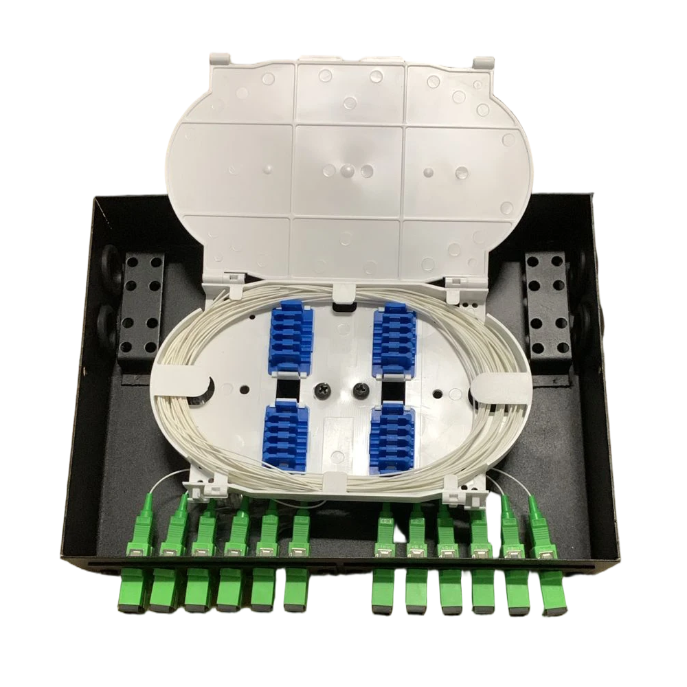 Mini Distribuidor Interno Óptico (DIO) com suporte para trilho DIN Lateral