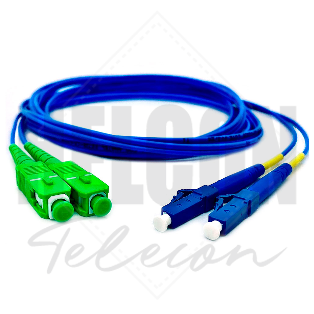 Cordão Óptico Duplex Monomodo 9/125 SC/APC - LC/UPC com 2,5mt